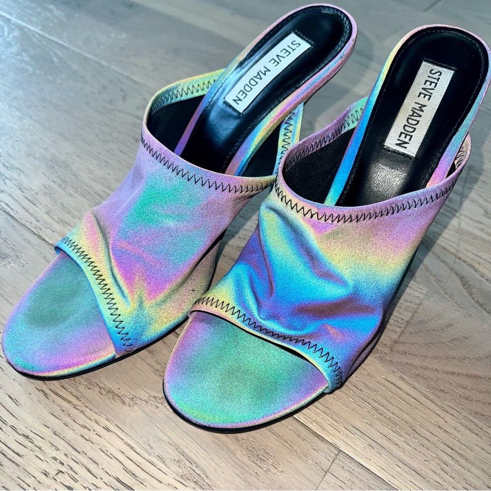 Rainbow reflective Steve Madden heels